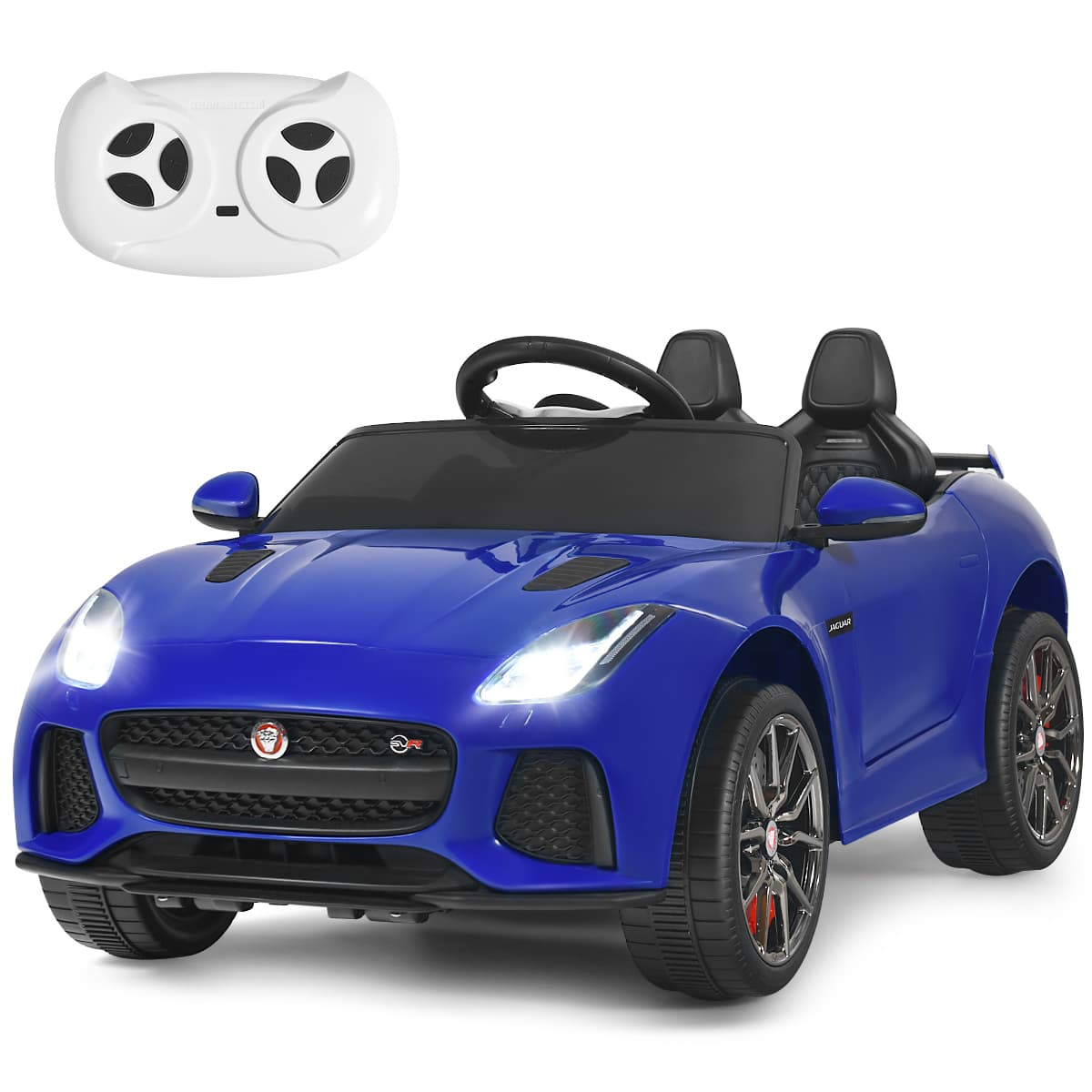 CostwayVoiture Électrique 12V pour Enfants 3-8 Ans avec Télécommande 2.4G Suspension à Ressorts et 2 Portes Verrouillables Bleu