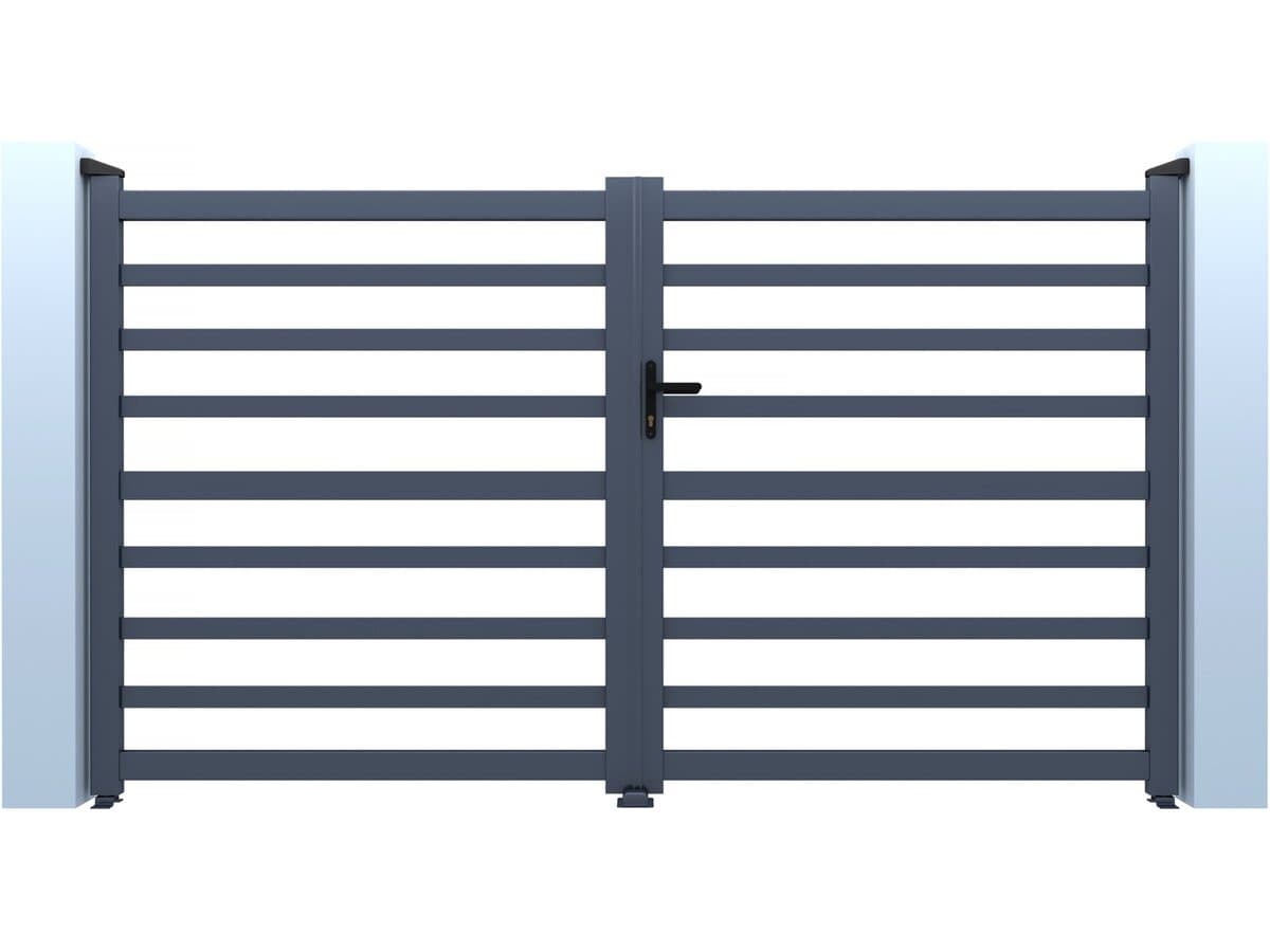 Portail aluminium ajouré "Martin" - 300 x 140 cm - Gris
